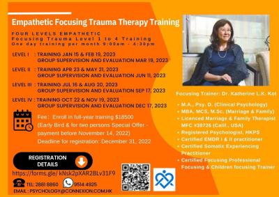 On year Empathetic Focusing Trauma Therapy Training Level 1-4 