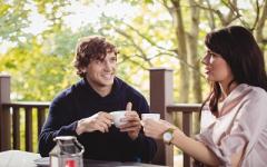 People chatting over coffee